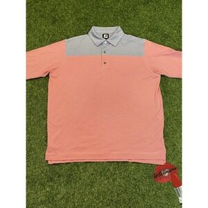 Footjoy Polo Shirt Mens XL Red Blue Striped Golf Stretch Casual Preppy FJ